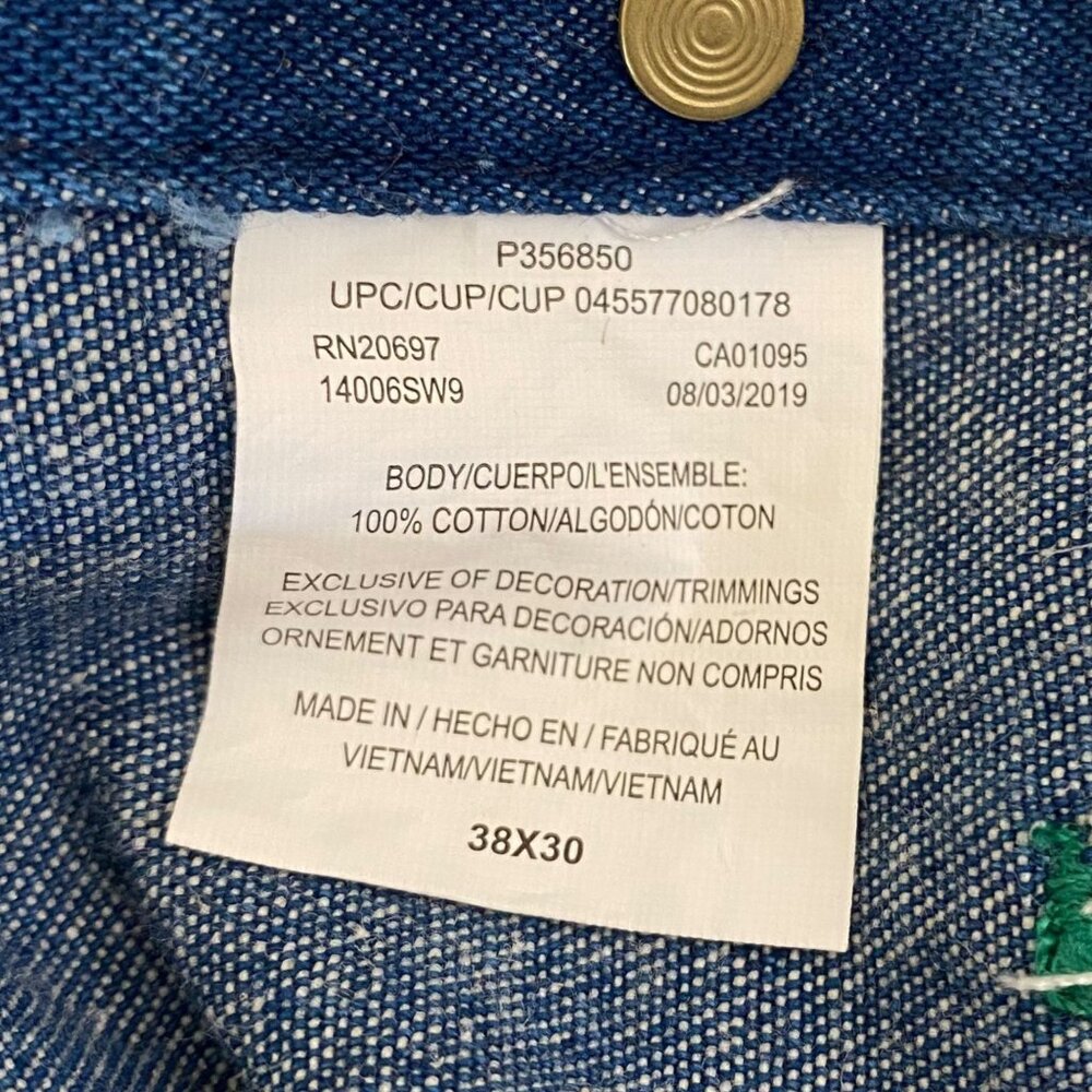 Liberty Stonewashed Denim Bib Overalls Blue Men's Size 38X30 Carpenter Workwear - Picture 13 of 13